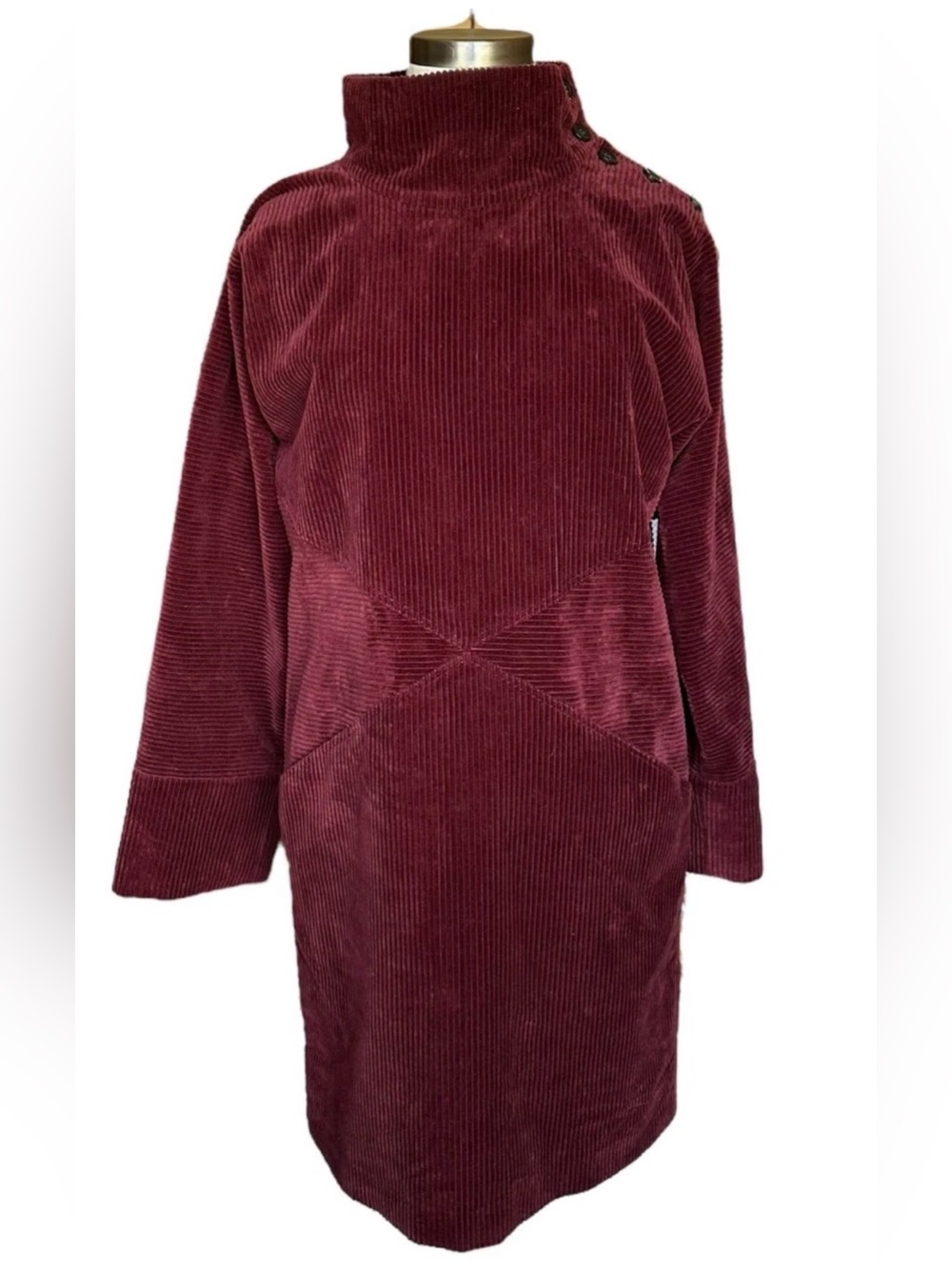 MaxMara Corduroy Tunic Dress in Burgundy $895